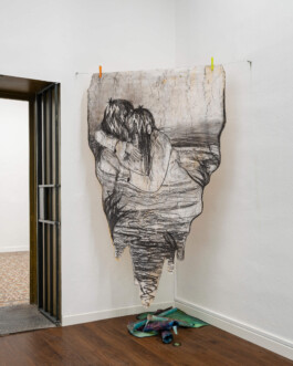 Giuliana Rosso, Possa qualcuno che non ho visto, che non vedrò mai, 2023, charcoal on paper, variable dimensions Installation view of last exhibition at the gallery