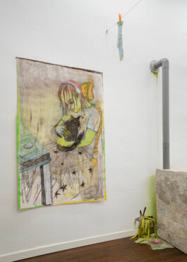 Giuliana Rosso, Limbo, 2023, chalk and charcoal on paper, 160 x 95 cm Installation view of last exhibition at the gallery