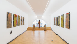 Edoardo Caimi, (((8))), Installation view at L.U.P.O. gallery with paintings and sculptures, Milan, 2022 Installation view of last exhibition at the gallery