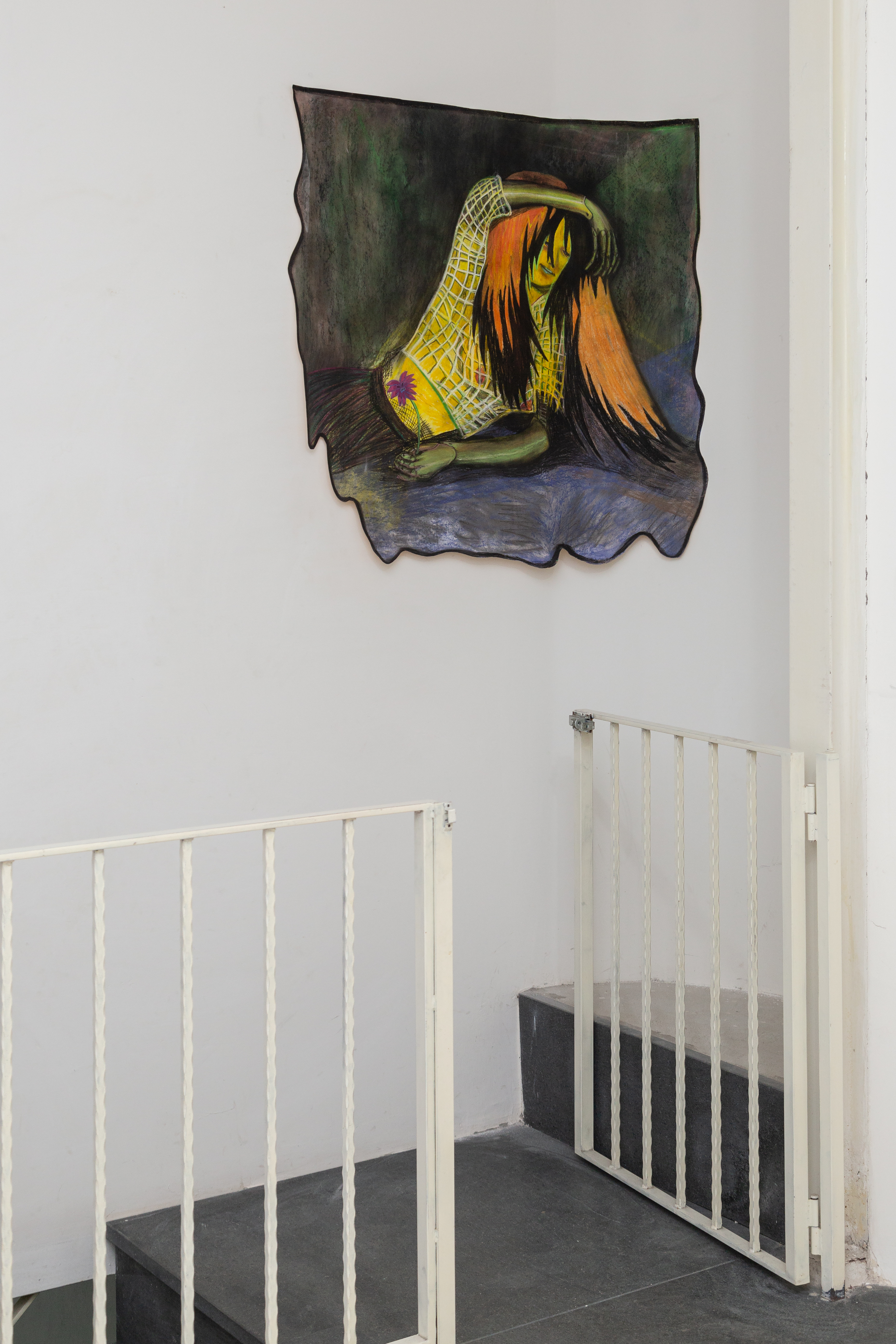 Giuliana Rosso, Dip dye, 2018, chalk and charcoal on paper, 100 x 100 cm Installation view of last exhibition at the gallery