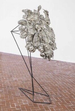 Nicola Ghirardelli, Untitled (Il limite della neve), 2021, synthetic marble and iron, 170x80x70 cm Installation view of last exhibition at the gallery